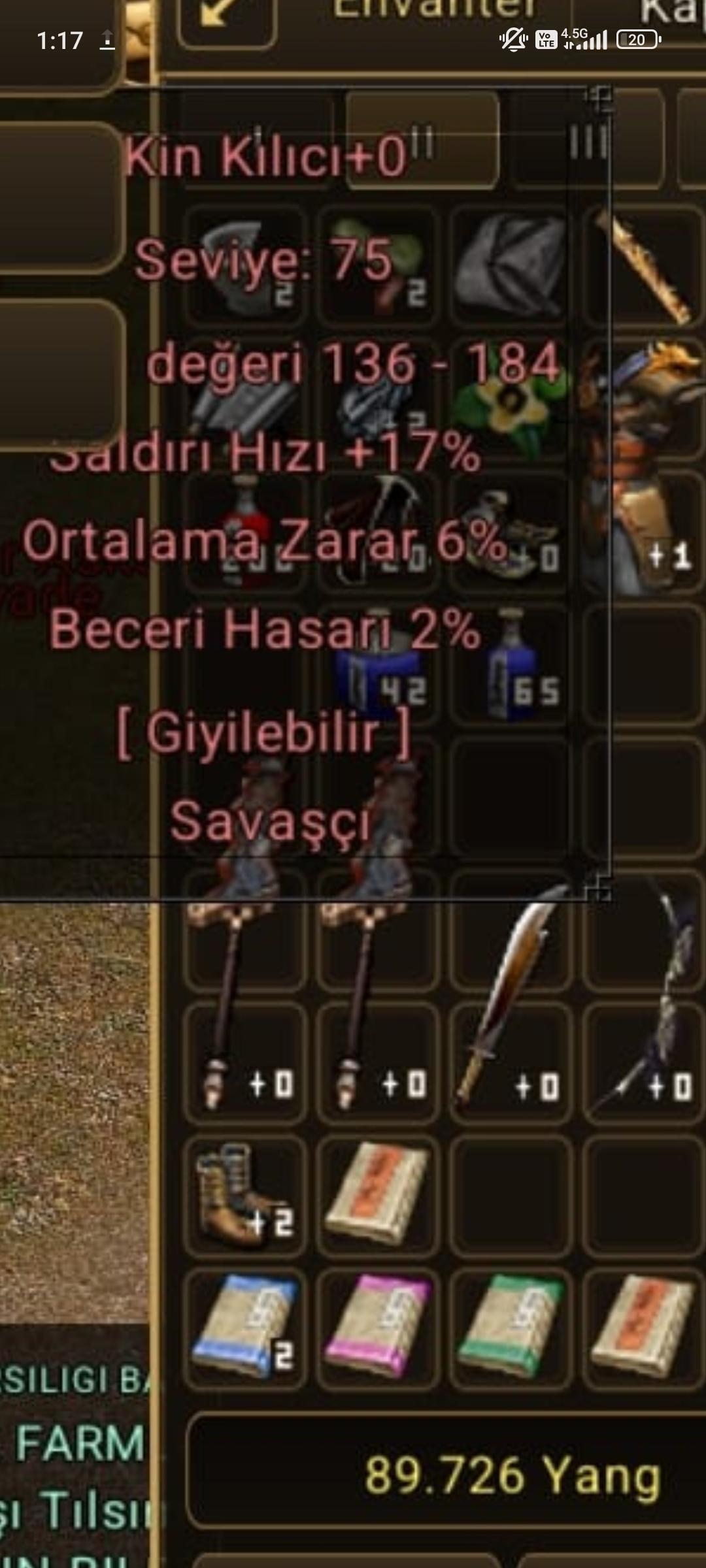 +0 KİN KILICI DÜZ,+0 HAVALI SATLR TEKLİF ALNR