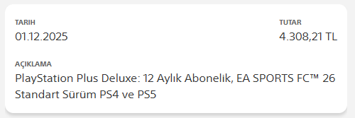 PLAYSTATION PLUS DELUXE HESAP FC26 SATIN ALINDI