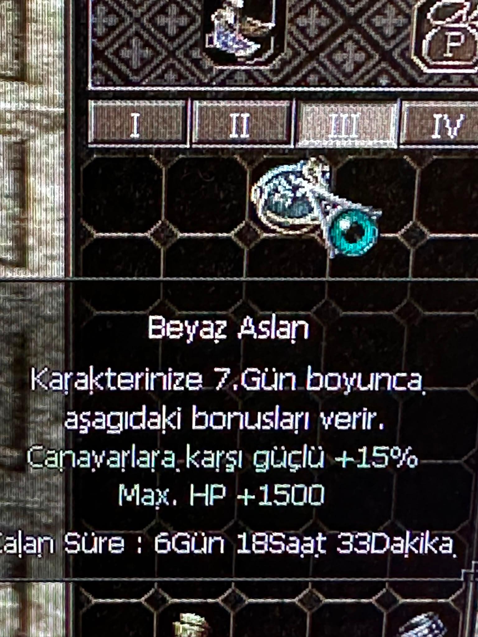 Beyaz Aslan 7 günlük 15 degıl 30 canavar vermekte