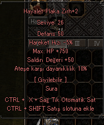 26 level sura zırhı 750 hp 50str 10 ateş 3 efsun  teklif alınır