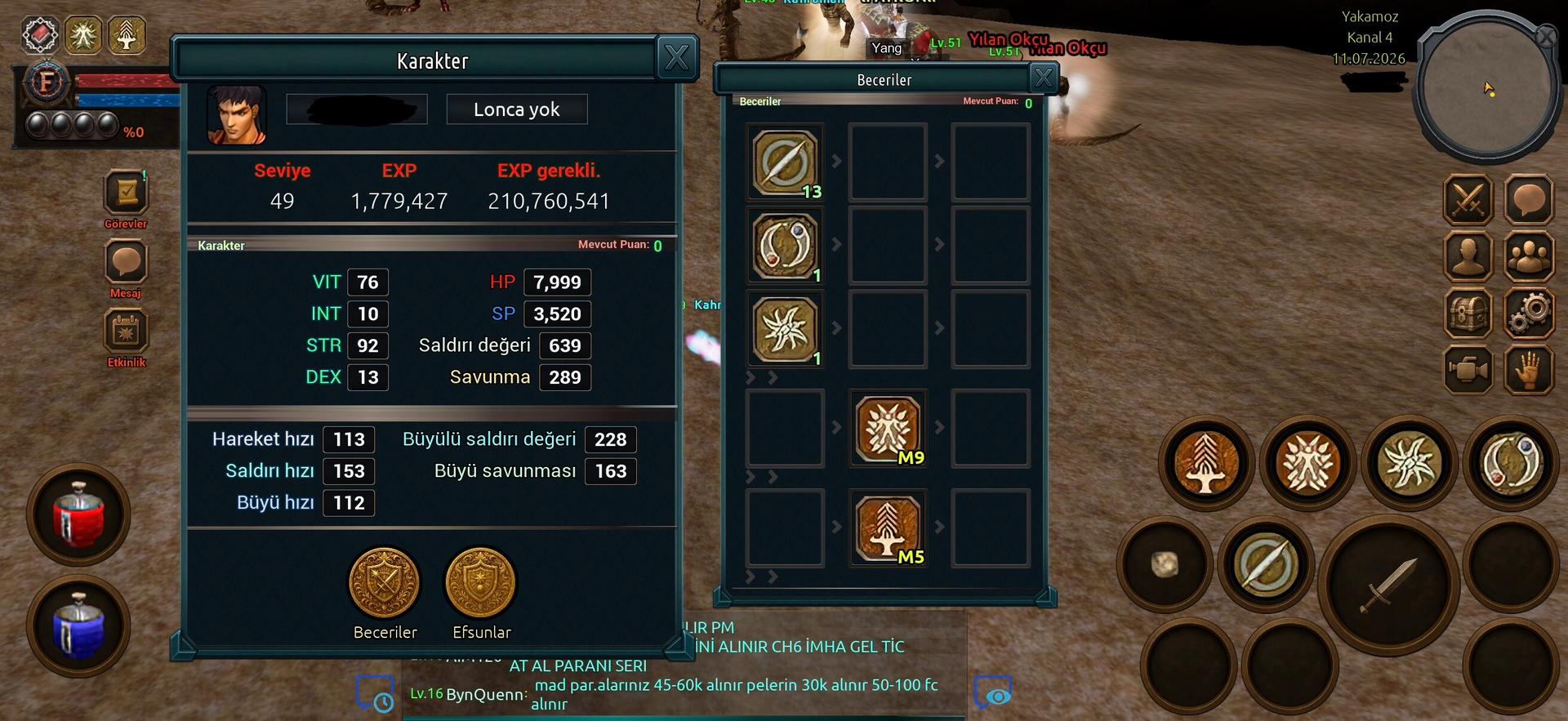 Yakamoz 49 Level Savaşçı