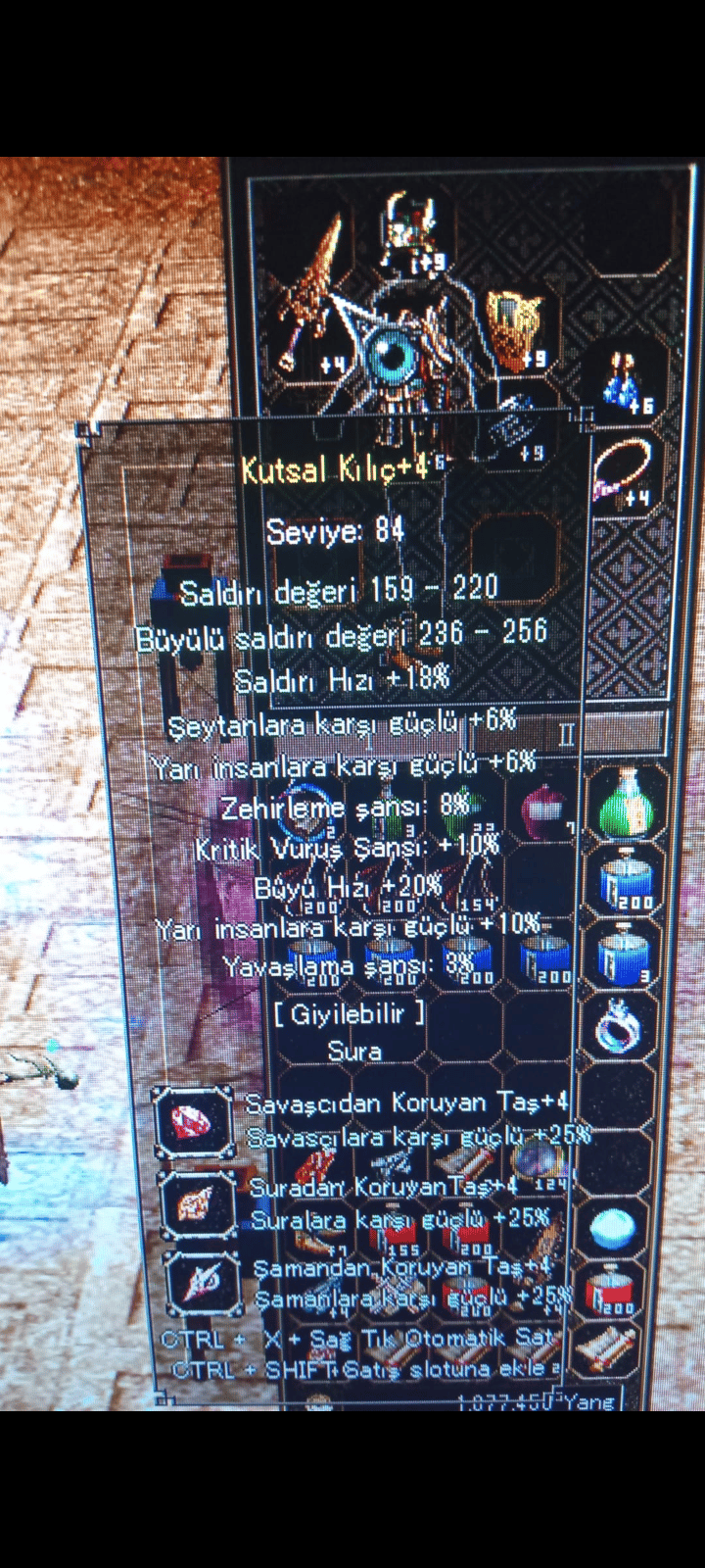 10YARI 10 KRTİK 8ZEHİRLEME 20 BÜYÜ HIZI +4 KUTSAL KILIÇ