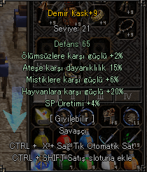 +9 DEMİR KASK 15 ATEŞ 20 HAYVAN