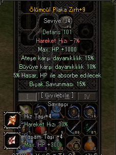 +9 ÖLÜMCÜL 15 ATEŞ 1K HP 5 HP ABSORBE 15 BIÇAK 10 BÜYÜ