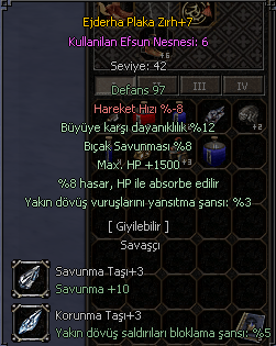 +7 5 EFSUN EJDERHA PLAKA ZIRH