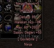 NİNJA TAKIMI  (42 LV ) ELİT ZIRH