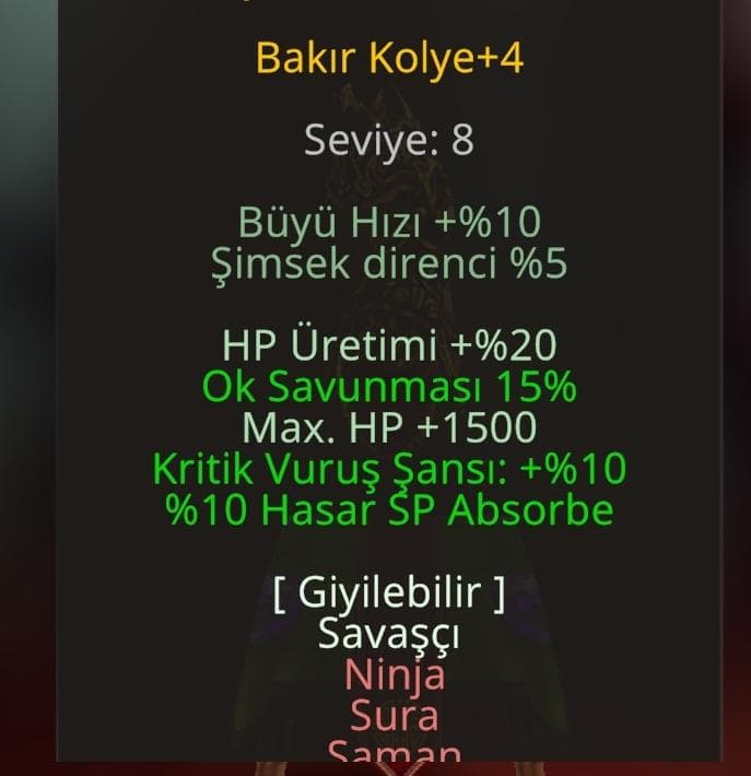 Sürgünlük kolye tam suralık