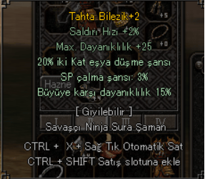 20 kat eşya +15 büyü sav elit 3 efsun düşük level bilezik