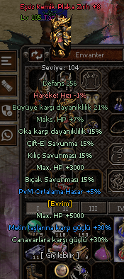 +8 kemik plaka zırh 4 slotlu full evrim