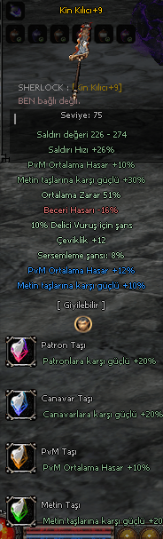 Kelepir Kin Kılıcı full nesne taşlı ortalamalı