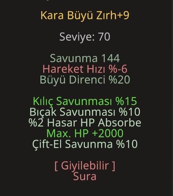 Vslik Elit kara büyü zırh
