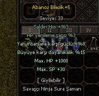 15 büyü 8 yarı 1k hp bilezik
