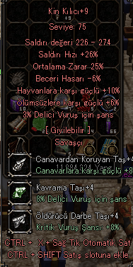 +9 25 ORT KİN KILICI UYGUN FİYATA
