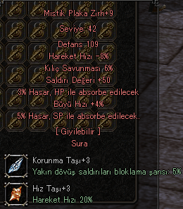 +9 Mistik plaka 50 Str Sura Zırh 42 Level