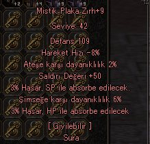 +9 Mistik Plaka 50 Str 42 Sura Zırhı