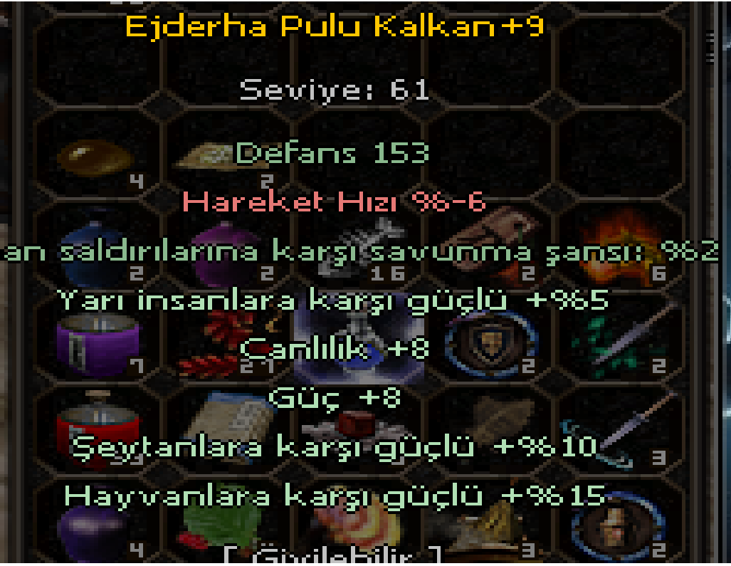 +9 ŞAMAN KALKANI EJDERHA PULU GÜÇ +8