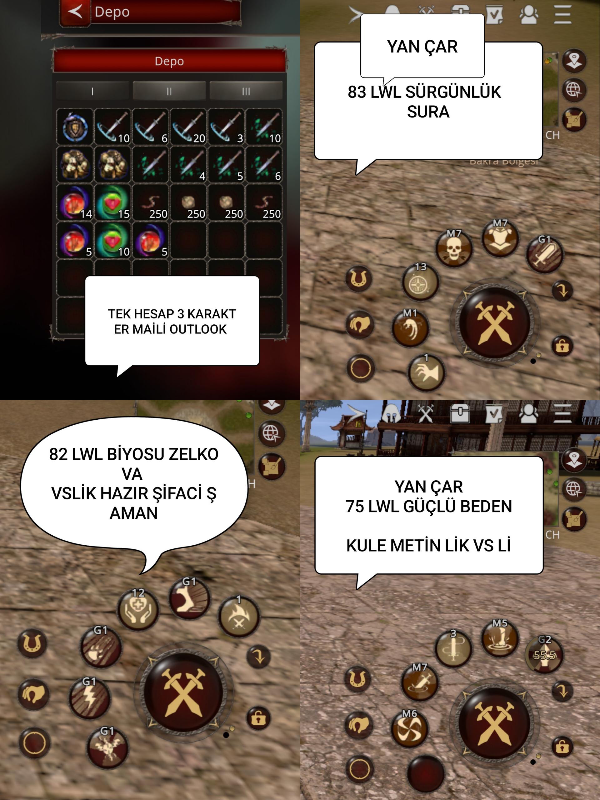 3 KARAKTER TEK HESAP VS LİK ŞAMAN SÜRGÜNLÜK SURA METİN LİK SAVAŞÇI