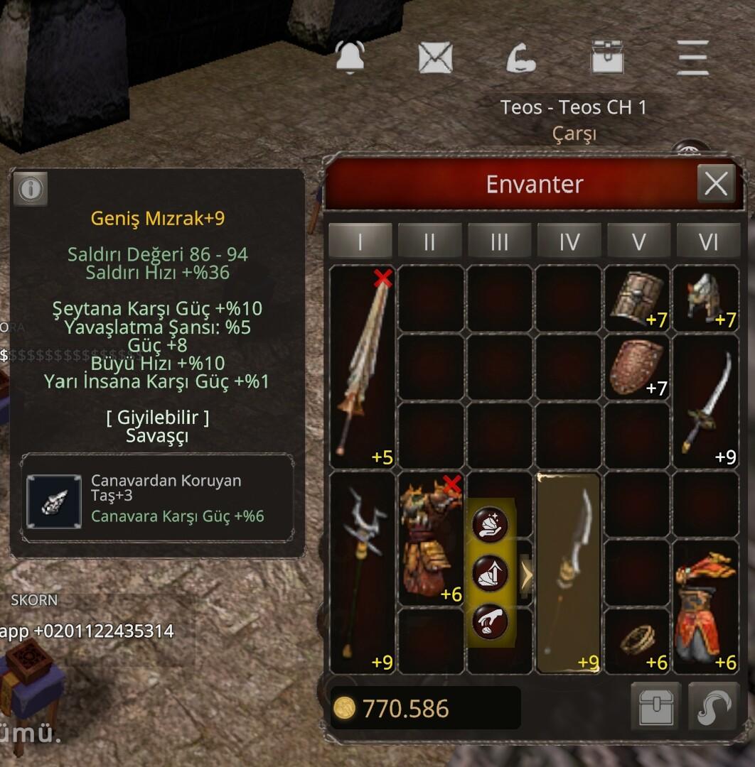+9 full+ full geniş mızrak 30 levele tekte atar.
