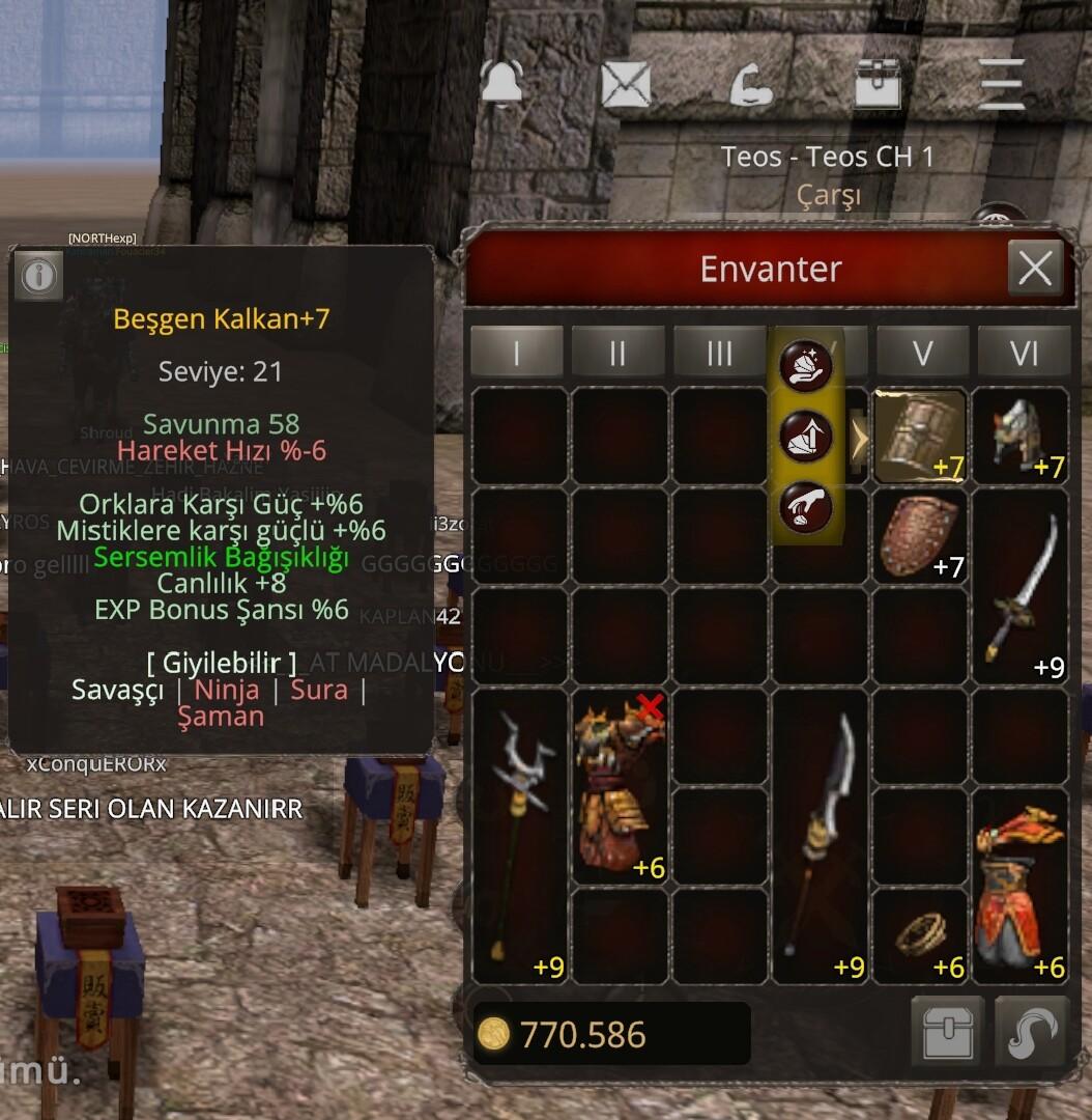 +7 beşgen kalkan sersem ork mistik hp