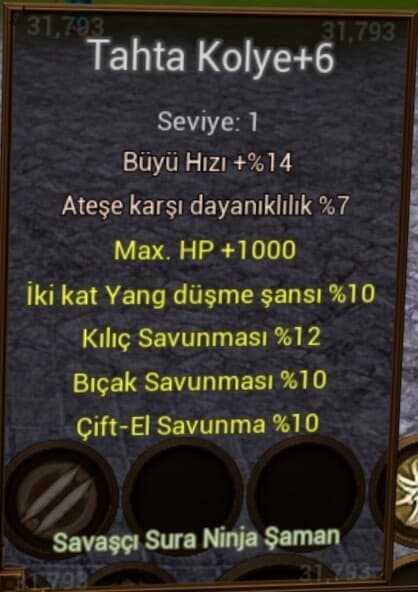 +6 elit ws lik kolye / 1 seviye ayak + kolye ile takas 10 krtk hp li