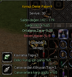 +9 28 ORT +3 2 TAŞLI KIRMIZI DEMİR PALA