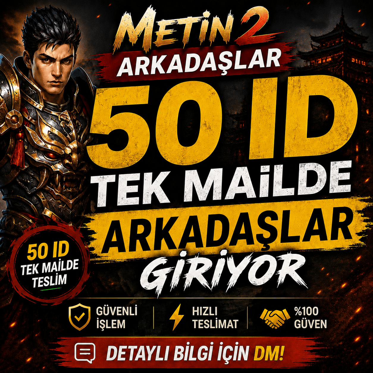 TEK MAIL / 50ID SIRALI / ARK GİRİYOR /HEPSİ 50 LVL