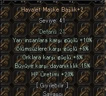 10 YARI 15 BÜYÜ 20 HP ÜRETİM HAYALET MASKE BASLIK