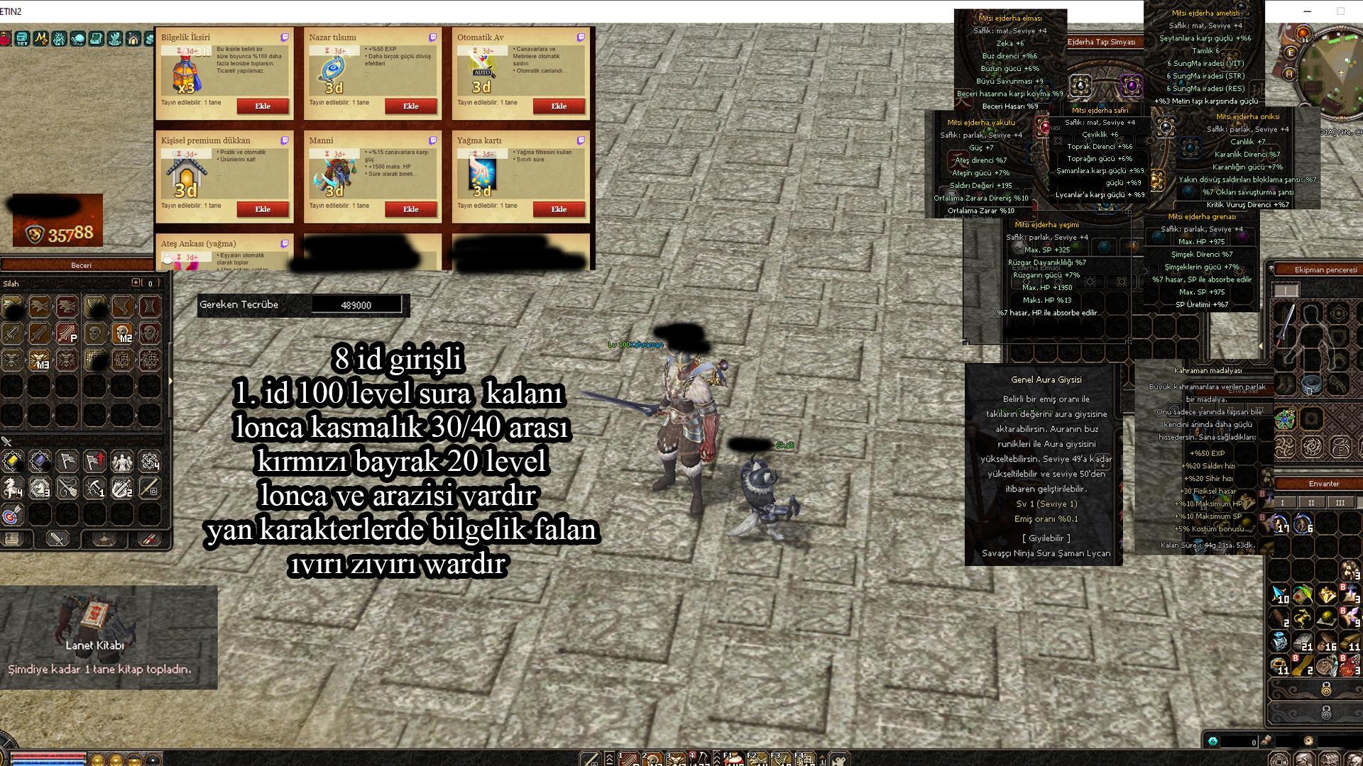 8 İD GİRİŞLİ 21 LEVEL LONCA ARAZİLİ FULL MAT SET 100 LEVEL KESKİNLİK P