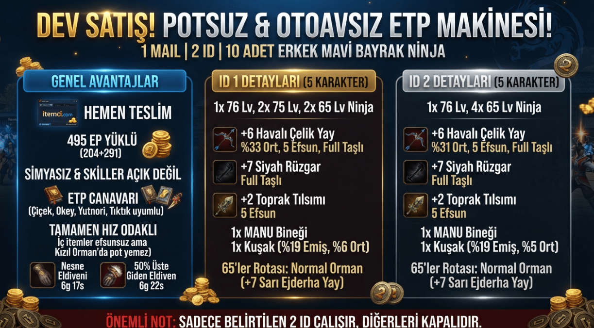 POTSUZ OTOAVSIZ ETP 1MAIL 2ID NINJA 10 ÇAR