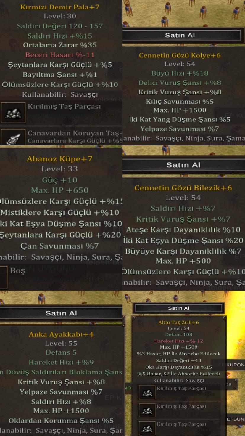 Tüm itemler satılıktır teklif