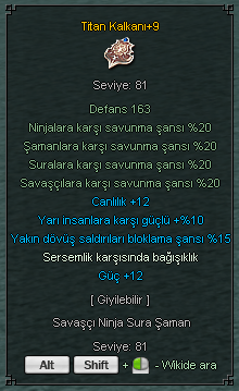+9 TİTAN KALKAN FULL ORAN