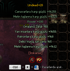 Undead +20 Arcane 300 TL