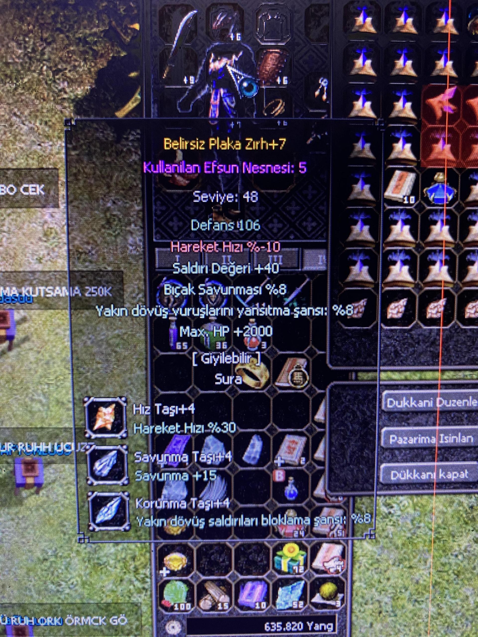 2K HP 40 STR +4 TAŞLI 48 LVL SURA ZIRHI