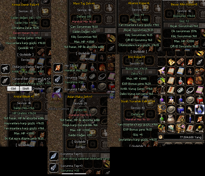 56 LWL HAVACI 55 LWL ŞAMAN WSLİK İTEMLER