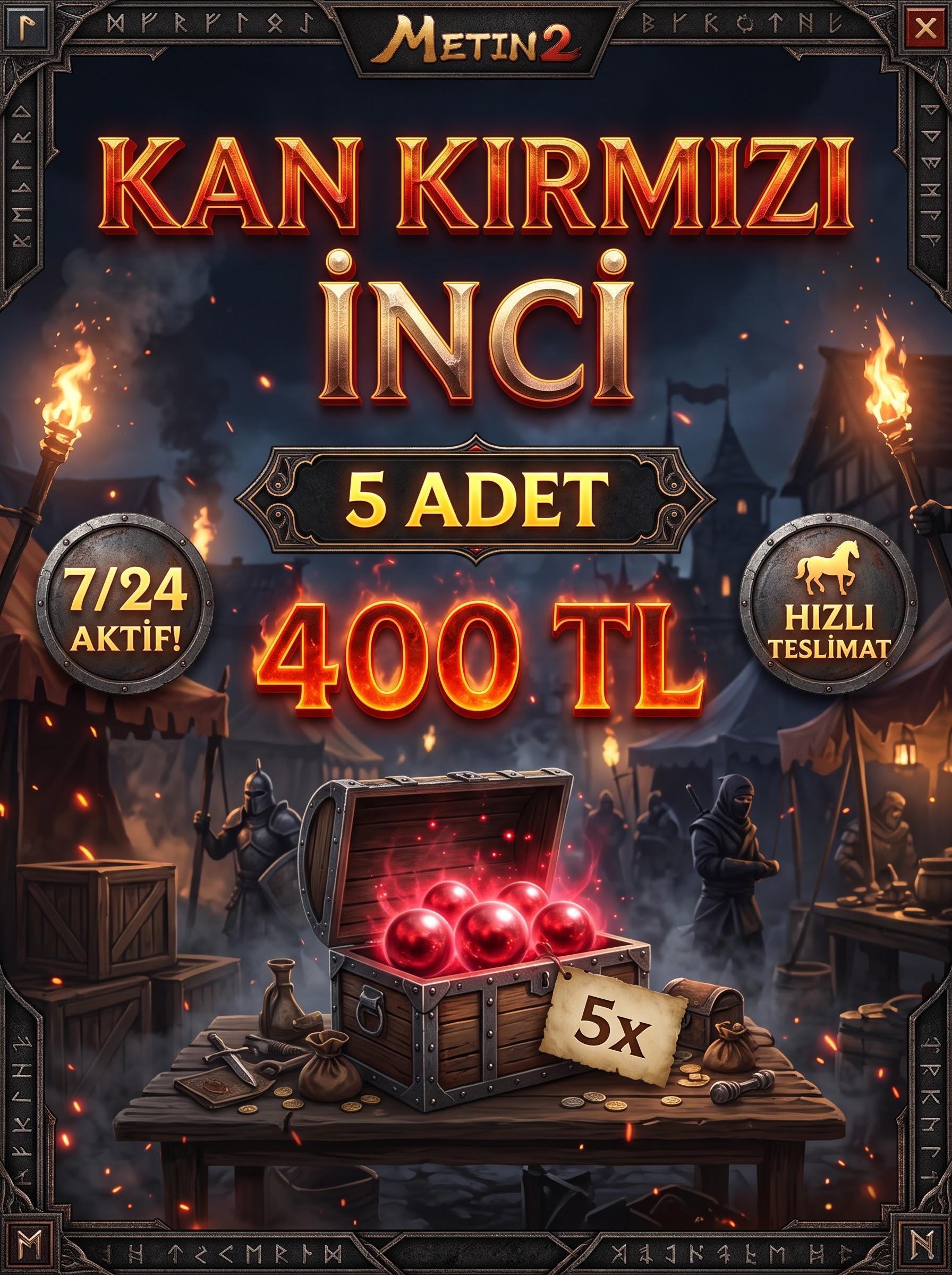 5x Kan Kırmızı İnci | 7/24 Aktif & Hızlı Teslimat