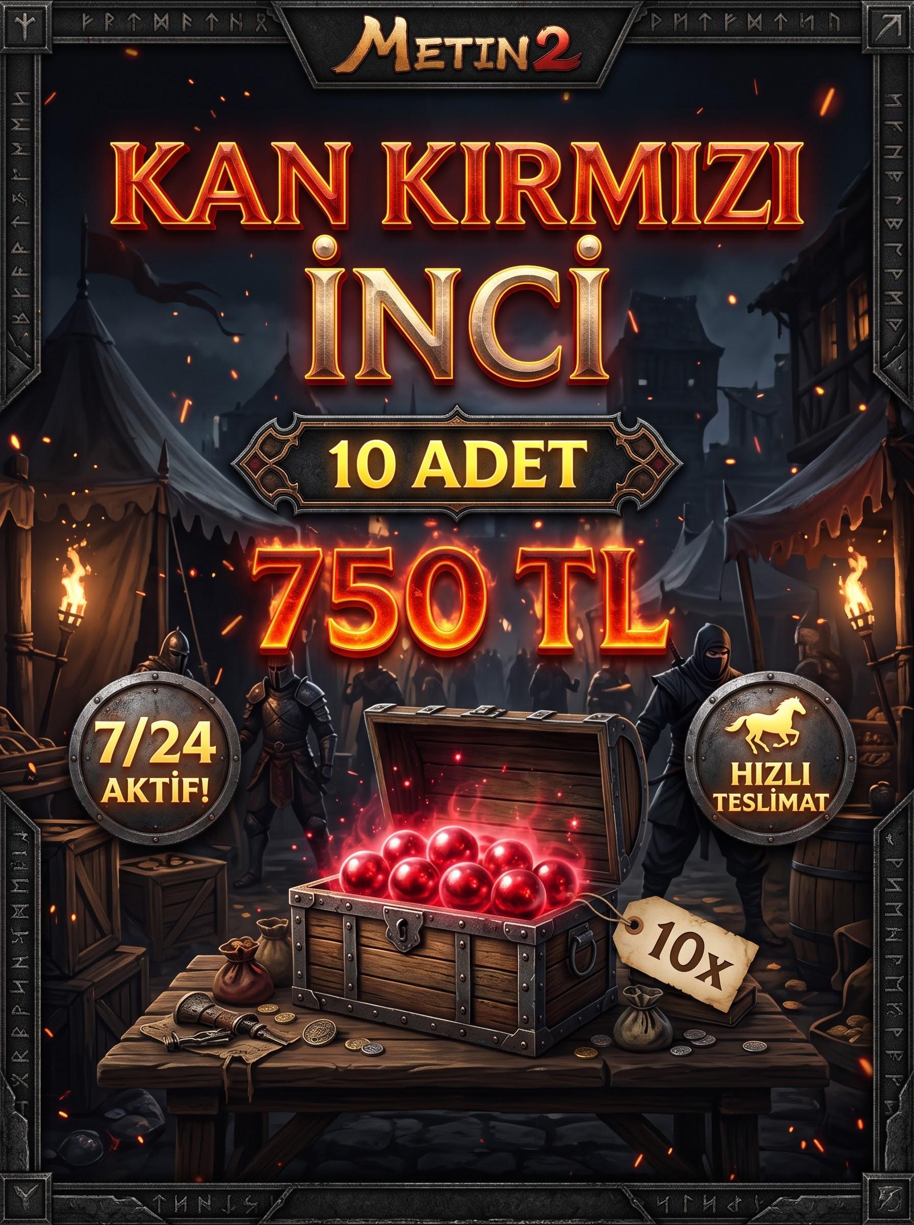 10x Kan Kırmızı İnci | 7/24 Aktif & Hızlı Teslimat