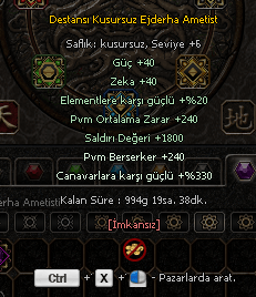 KUSURSUZ AMETİST  ÇİFT PVM Canavar Saldiri Degeri