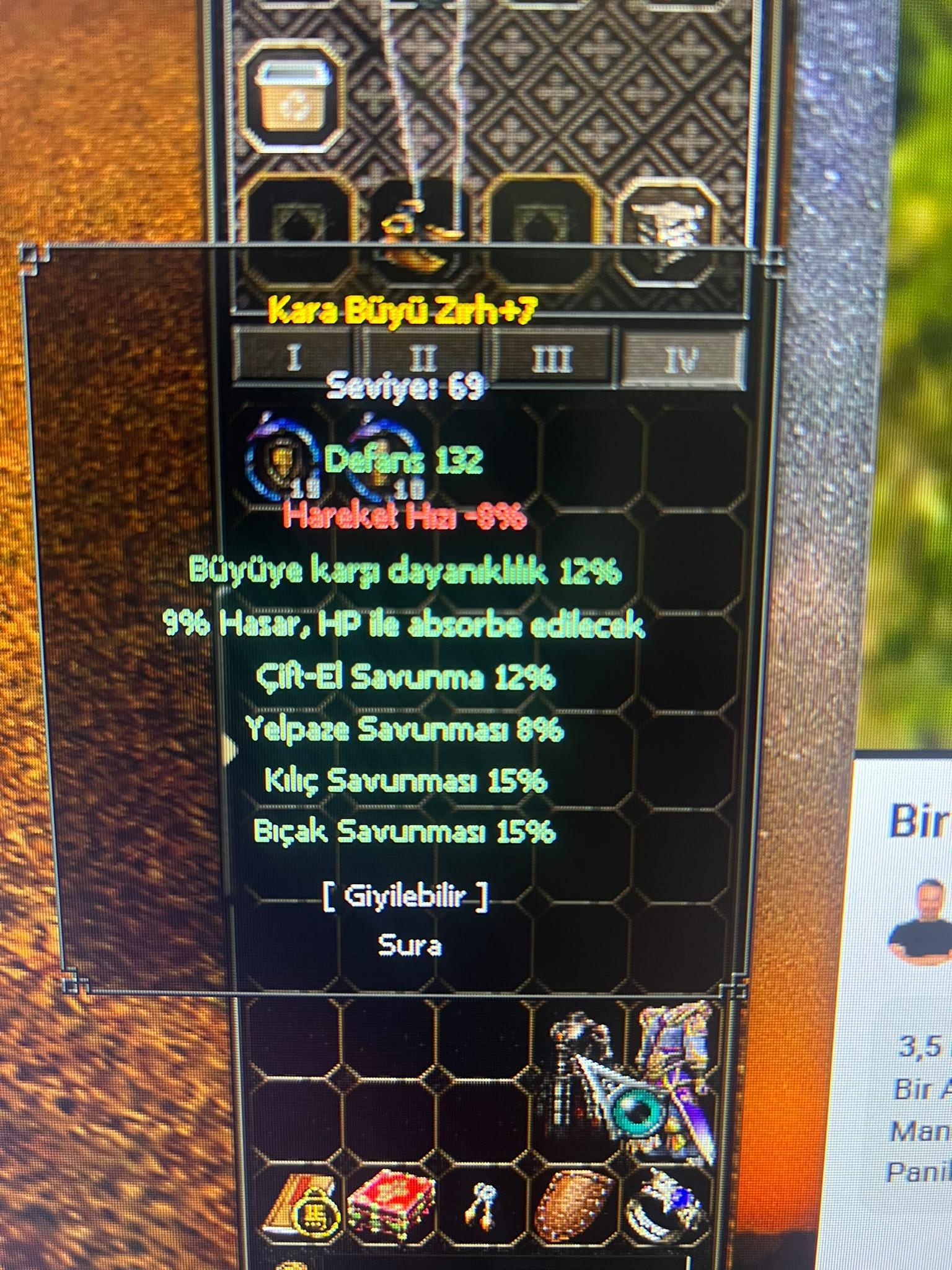 +7 efsunlu karabuyu zırh takasa açık