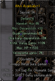 15 ok - 10 kritik - 1500 hp - 6 bıçak - 2 yavaşlama altn