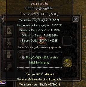 70 Level Ateş Yüzüğü / 15 Level Sohbet Yüzüğü