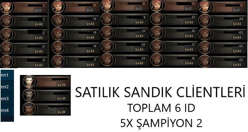 5X ŞAMPİYON KAREKTER TOPLAM 6 ID