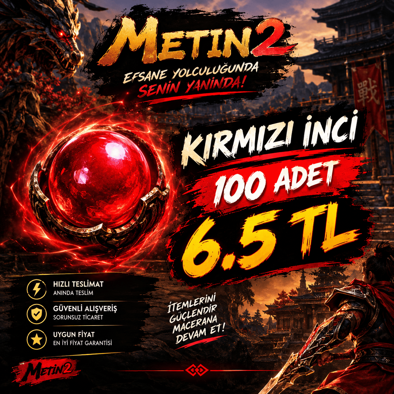 100 KIRMIZI İNCİ 6.5TL Sınırsız stok