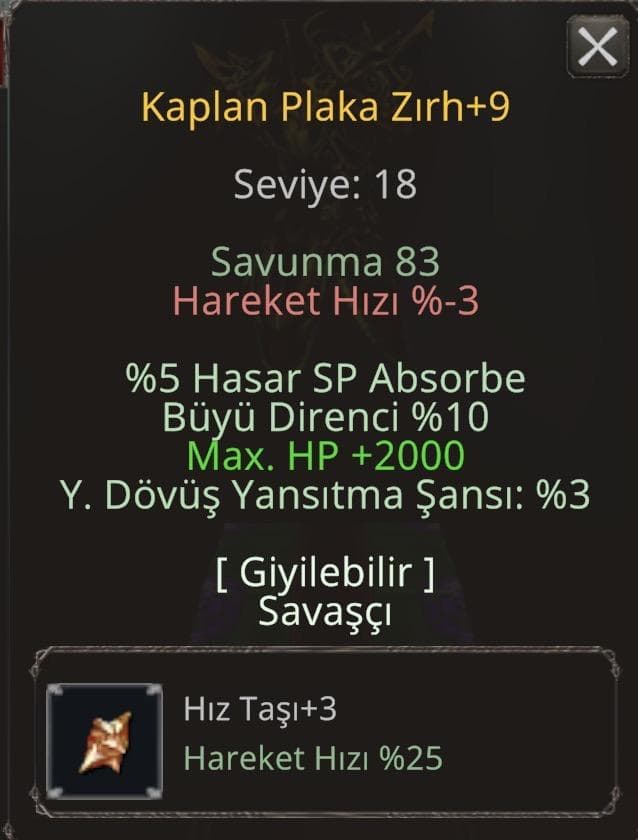 +9 Kaplan Plaka +2000 HP