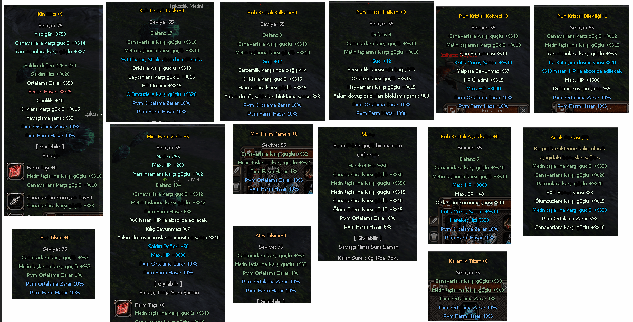 +9 KİN RUH SET FULL 10 PVM 10 FARM