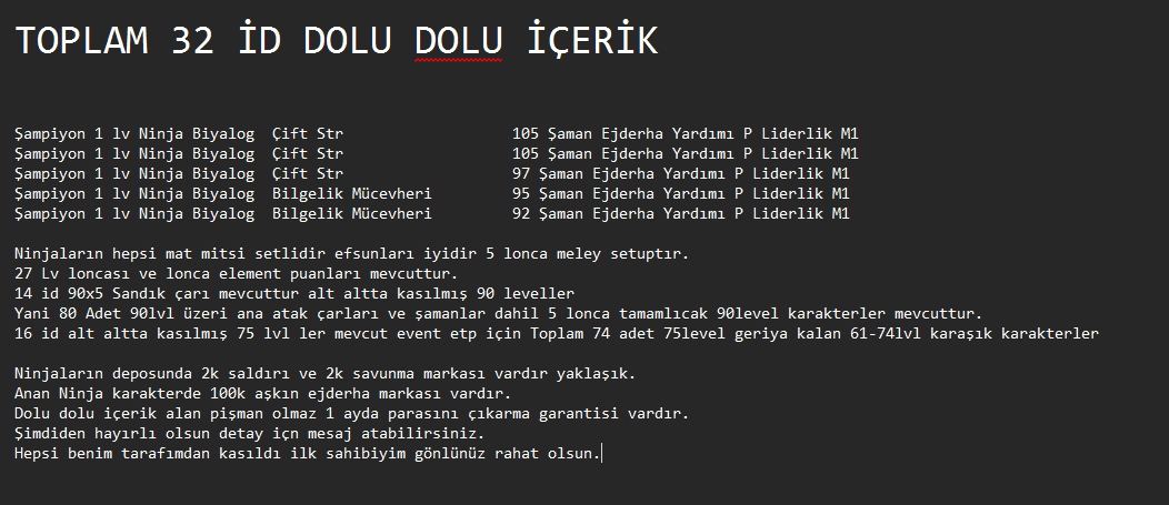 32 ID DOLU DOLU İÇERİK
