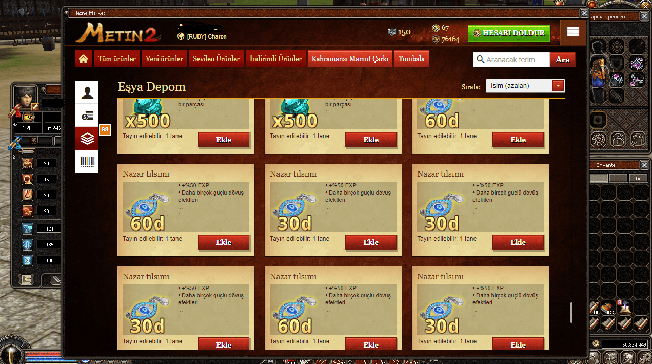 420 GÜN NAZAR + 76K MARKA + 1000 YUTNORİ + ÇİFT HİDRA SETUP