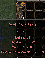 2K HP +10 BÜYÜYE KARŞI DEMİR PLAKA ZIRH - TEKLİF VERİN AKTİFİM.