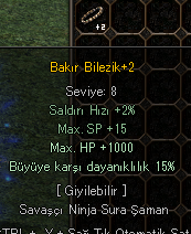 15 BÜYÜ + 1000 HP BAKIR BİLEZİK SATILIR - TEKLİF VER