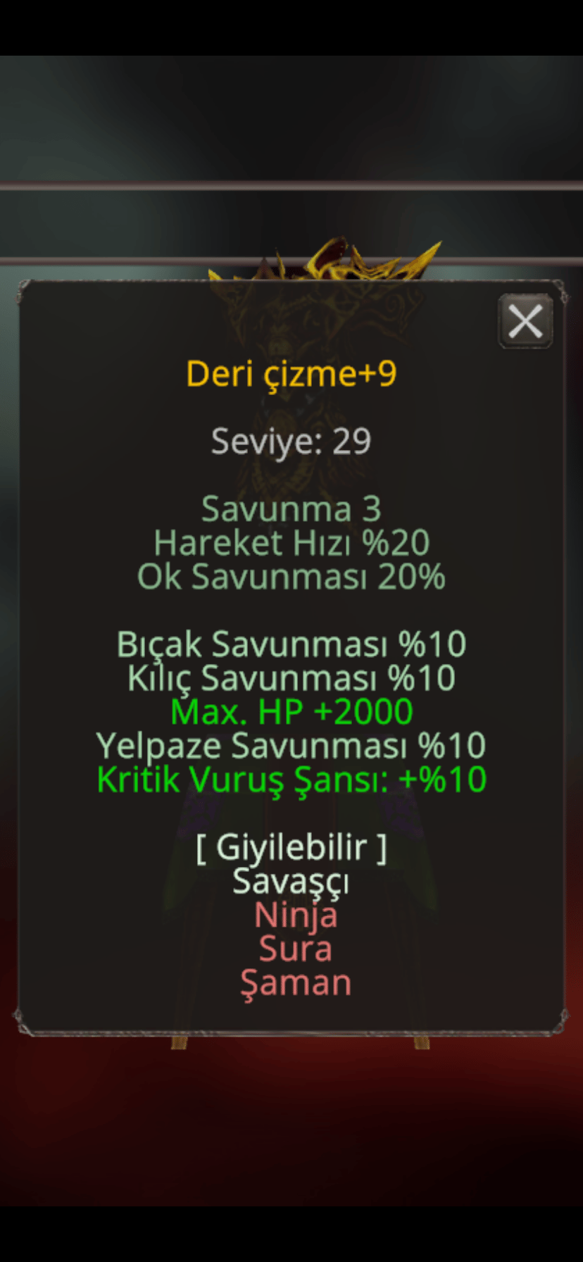 Oyun Sonu İtemler - +9 Çizme (ucuz)