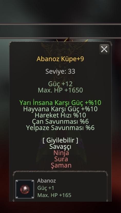 Oyun sonu itemler +9 Abanoz küpe